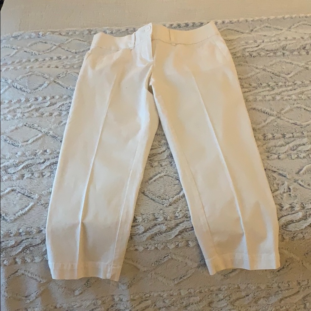 Cream colored cropped Loft pants